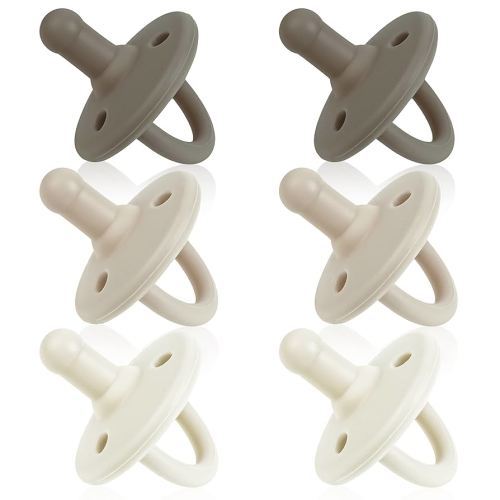 Sweet Child Pacifiers 0-18 Months, Set of 6 Ultra-Light Silicone Binkies with Collapsible Handle & 3 Air Holes for Added Safety, Best Newborn Pacifiers for Baby Boys Or Girls