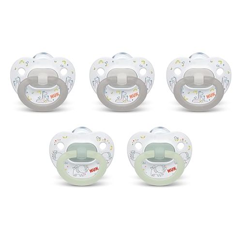 NUK Comfy Orthodontic Pacifiers for 0-6 Months – BPA-Free, 5-Pack, Soft & Durable Design for Baby Comfort