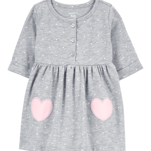 Grey Baby Heart Jersey Dress | Carter’s Oshkosh Canada