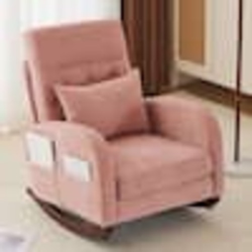 Karl home Light Pink Chenille Rocker Armchair K1G98000054