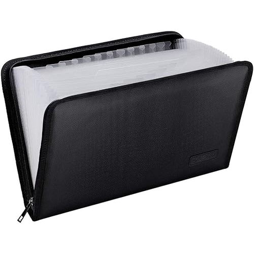 ENGPOW Expanding File Folder Important Document Organizer Fireproof Document Bag-A4 Size, 25 Pockets,Color Labels,Non-Itchy Silicone Coated Portable Filing Organizer Folder(14.3" x 9.8")