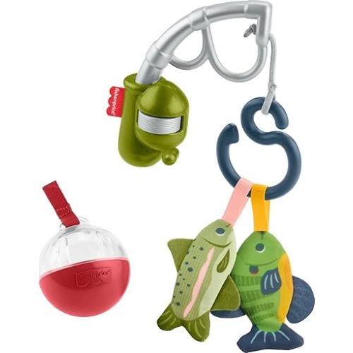 Fisher-Price Baby Toys Mini Me Moments Reel Fun Fishing Set, 4-Piece Sensory Activities for Newborn Developmental Play Ages 3+ Months