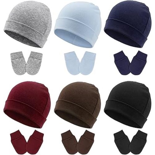 BQUBO Newborn Baby Hats Mittens Set for Boys Girls Hospital Hat Beanie Infant Caps Baby Gloves