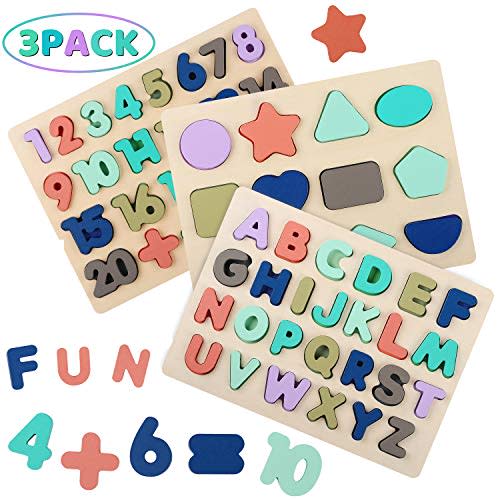 Wooden Puzzles, Alphabet, Number, Shape Learning
