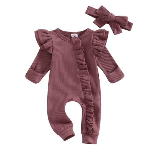 Twopumpkin Newborn Baby Boy Girl Knit Onesie Romper Newborn Coming Home Outfit Infant Fall Winter Spring Clothes with Hat