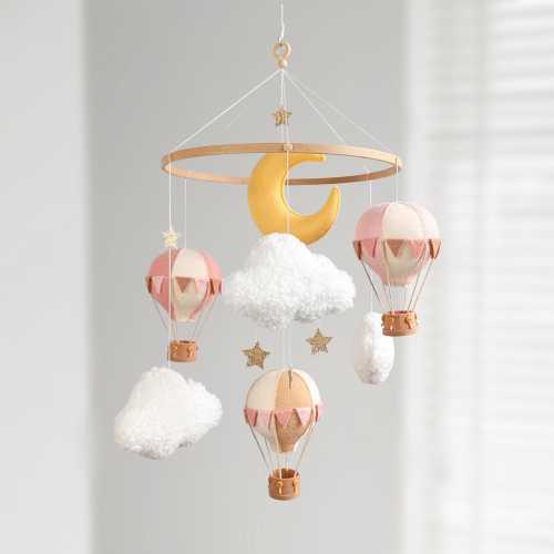 Adventure Baby Crib Mobile Girl: Balloons Clouds & Stars Nursery Decor