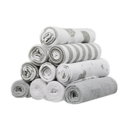 Spasilk® 10-Pack Celestial Washcloths in Grey