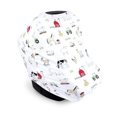 Hudson Baby Unisex Baby Multi-use Car Seat Canopy, Farm, One Size