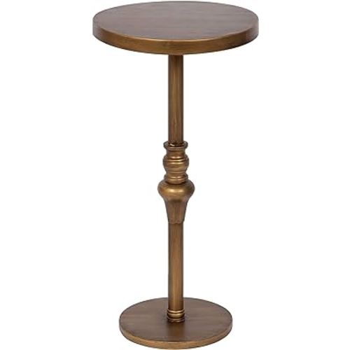 Kate and Laurel Stratton Rustic Pedestal Table, 13 x 13 x 26, Gold, Decorative Pedestal Table for Decorating Smaller Living Areas and Hosting