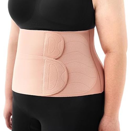 Momcozy Ergowrap Postpartum Belly Band, 3D Abdomen Lifting & Ergonomic Back Support Abdominal Binder, Seamless & Invisible Wrap Shapewear for Postpartum C-Section Recovery, Daily Wear, Exercise