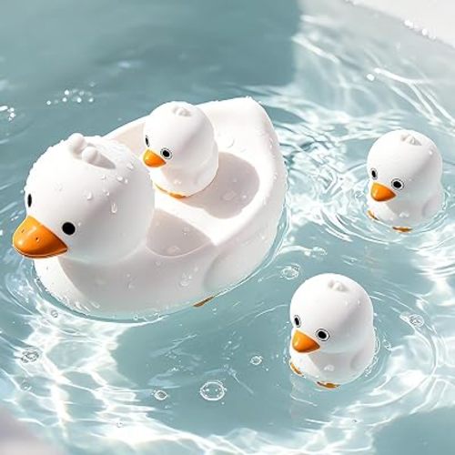 4Pcs No-Hole Goose Family Bath Toys for Toddler 6M+