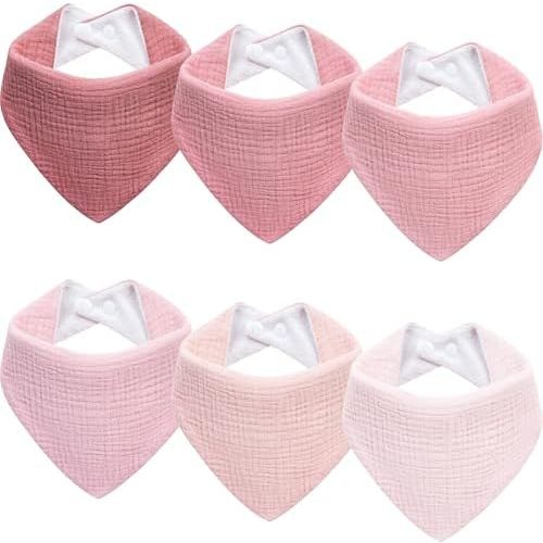 Muslin Baby Bibs 6-Pack Baby Drool Bandana Bibs for Baby Girls Boys Infant Newborn Toddler Drooling and Teething