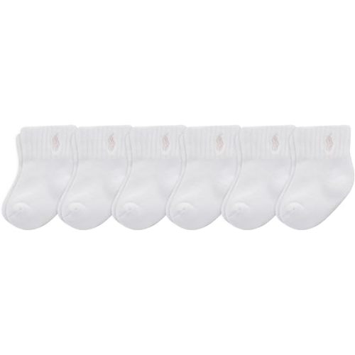 Polo Ralph Lauren Baby’s Classic Sport Ankle Socks, 6 Pair Pack, Soft Stretchy Yarn & Stay Up Top