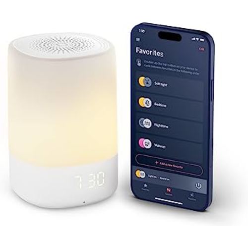 Nanit Sound and Light Smart Baby Night Light and Sound Machine | Cry Detection Alert Feature | OK to Wake Alarm Clock for Kids | Rechargeable Battery | WiFi