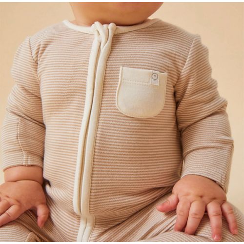 Clever Zip Sleepsuit Oatmeal Stripe (0-3 Months)