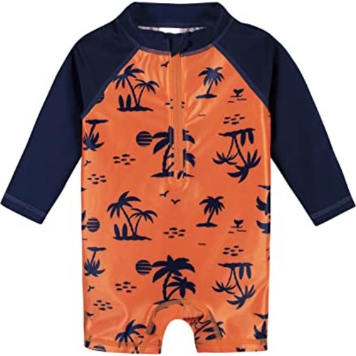 Gerber Baby-Boys Toddler Long Sleeve One Piece Sun Protection Rashguard Swimsuit
