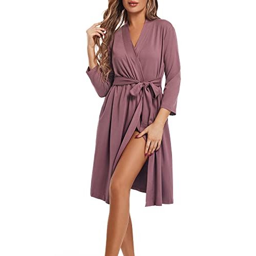 SUFEINI Maternity Robe with Matching Swaddle Blanket Set, Maternity Mommy Bathrobe Postpartum Robe Labor Gown