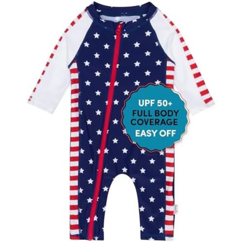 SwimZip Boys' Long-Sleeve UPF 50+ Swimsuit for Baby, Toddler, & Little Boys