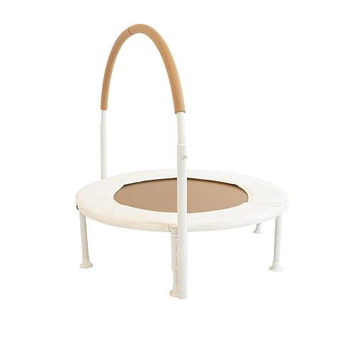 36" Kids and Toddler Mini Trampoline, Aesthetic Indoor and Outdoor Small Baby Trampoline with Removable Handle, Ultra Safe No-Gap Elastic Spring Design