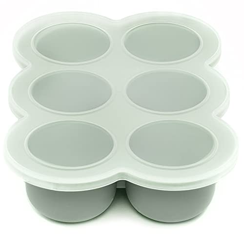 WeeSprout Silicone Baby Food Freezer Tray with Clip-on Lid - Perfect Storage Container for Homemade Baby Food, Vegetable & Fruit Purees, and Breast Milk (Matte Green, Six 3 Ounce Sections)