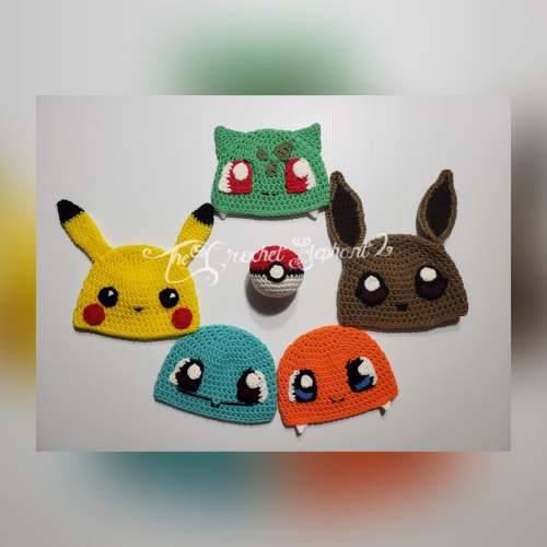 PICK ONE - Pokemon Inspired, Starter Hat And Pokeball Set, Choose Your Hat, Pick Your Size, Costume, Custom, Handcrochet Costume