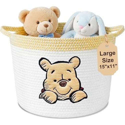 Kihraw Winnie Storage Basket for Nursery for Toy Organizer, Kids Room Decor