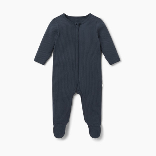 Ribbed Clever Zip Footed Baby Pajamas - Ribbed Navy