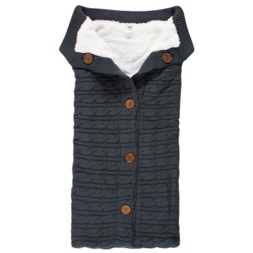 Hudson Baby Infant Boy Faux Shearling Knitted Baby Lounge Stroller Wrap Sack, Charcoal, One Size