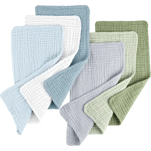 Konssy Muslin Baby Burp Cloths 6 Pack, Soft Absorbent 100% Cotton Burping Clothes for Newborns, Baby Boys and Girls, Unisex