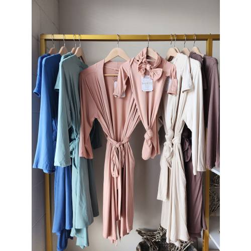 Bamboo Baby Knotted Gown: Green Newborn Outfit, Personalized Hat