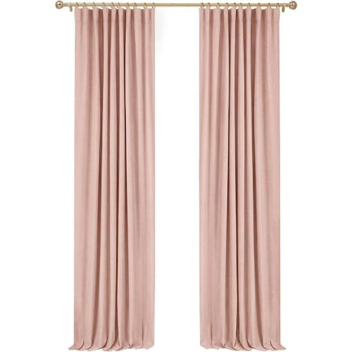 INOVADAY Pink Curtains 100% Blackout Curtains for Bedroom 84 Inch Long