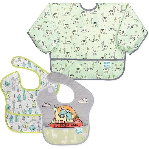 Bumkins Sleeved Bib for Girl or Boy, Baby and Toddler for 6-24 Mos, Essential Must Have for Eating, Baby Led Weaning Supplies