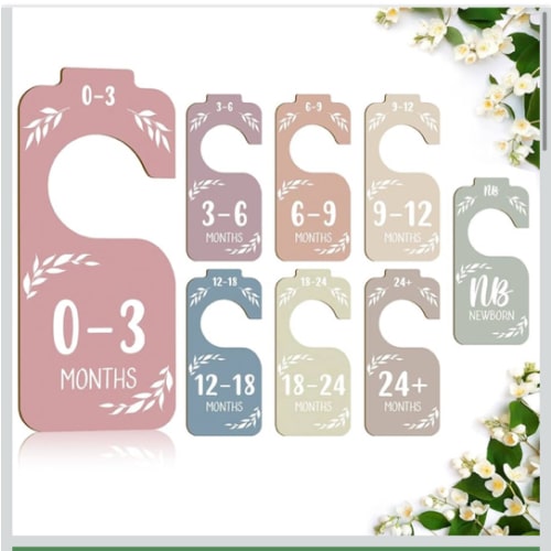 Wooden Baby Closet Dividers for Baby Clothes Organizer,Colorful Baby Closet Organizer For Nursery Decor,Baby Clothes Dividers For Closet Size Hangers for New Mom Dad Parents