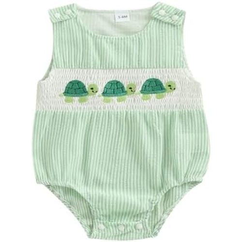 Newborn Boy Turtle Romper Sleeveless Seersucker Stripe Overalls Gingham Plaid Octopus Bodysuit Baby Summer Clothes
