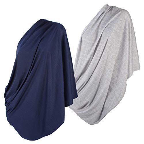 LK Baby 2pk Infinity Nursing Scarf Breastfeeding Cover Ultra Soft (Grey/Navy)