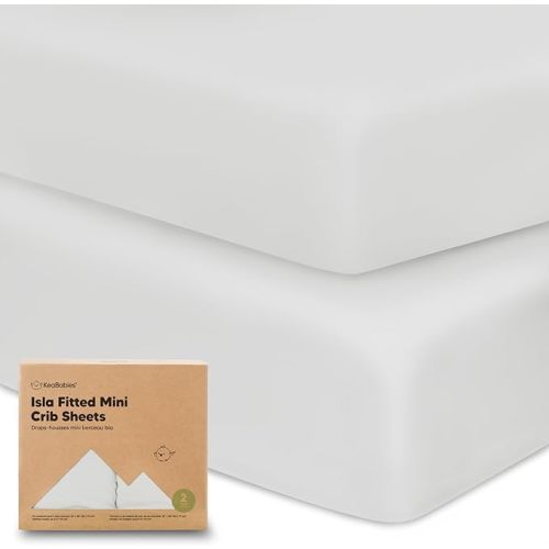 Pack and Play Sheets Fitted, 2-Pack Mini Crib Sheets - Pack N Play Sheets, Fitted Crib Sheet for Pack and Play Mattress, Playard Baby Crib Sheets, Crib Sheets Neutral for Boys, Girls (French Gray)