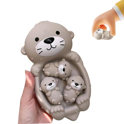 Otter Bath Set, 1 Mother Otter and 3 Baby Otters, Lovely Tub Otter, Easy to Clean Stackable, for Playing While Washing, Gifts for Boys and Girls