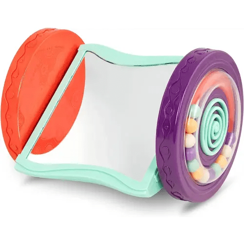 B. toys - Baby Toys Mirror with Rolling Sensory Wheels - Interactive Roly-Poly Mirror for Tummy Time & Crawling - Early Learning for Infant Development - 0+ Months