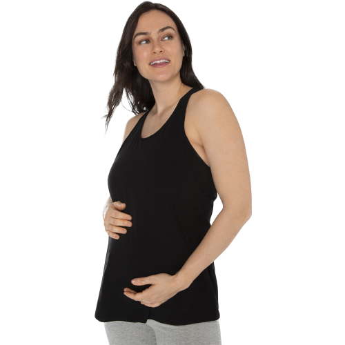 Kindly Yours Women's Maternity Cotton Spandex Nursing Racerback Tank Top