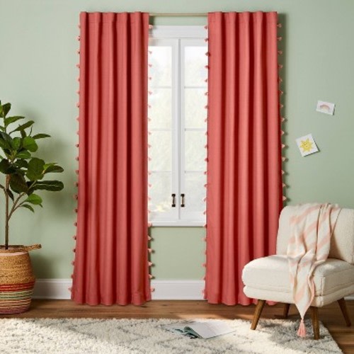 Blackout Tassel Kids' Curtain Panel - Pillowfort™, Color: Pink, Size: 84"