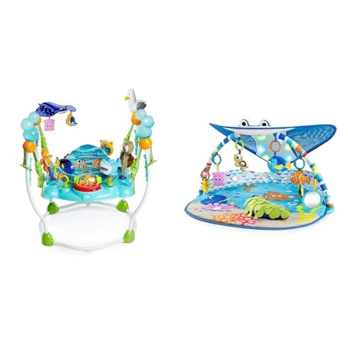 Bright Starts Disney Baby Finding Nemo Sea of Activities Jumper, Ages 6 months + & Disney Baby Finding Nemo Mr. Ray Ocean Lights & Music Gym, Ages Newborn +