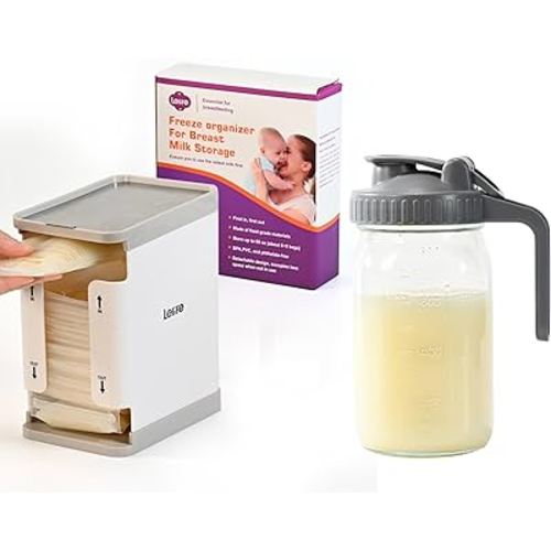 breastmilk bags freeze organizer and breastmilk pitcher