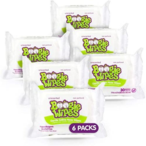Baby Wipes Unscented by Boogie Wipes, Wet Wipes for Face, Hand, Body & Nose, Made with Vitamin E, Aloe, Chamomile and Natural Saline, 180 Count-30 Count (Pack of 6)