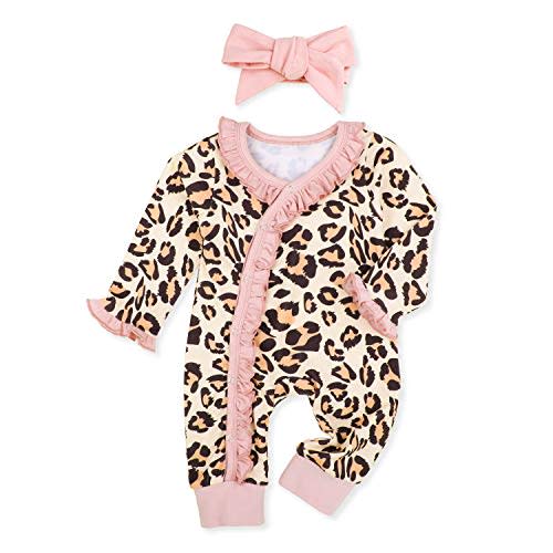 Von kilizo Baby Girl Clothes Cute Floral Infant Newborn Baby Clothes for Girls Letter Print Snap Baby Girl Romper Jumpsuit