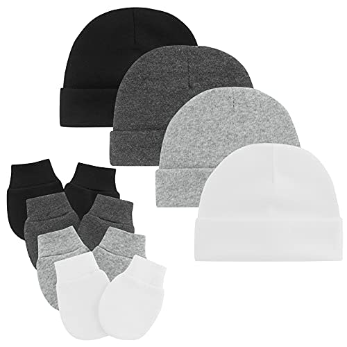 Zando Baby Hats and Mittens Unisex Infant Beanie Caps Newborn Hospital Hat with Scratch Mitten Set for Baby Boys Grils Hats
