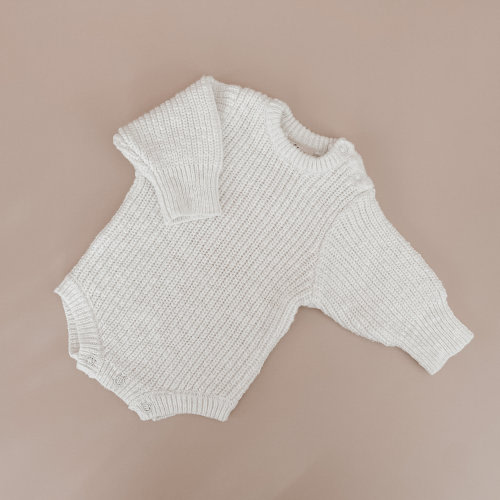 Cloud Chunky Knit Romper - Romper only - Newborn to 12M - Newborn photoshoot - Baby First outfit - White romper
