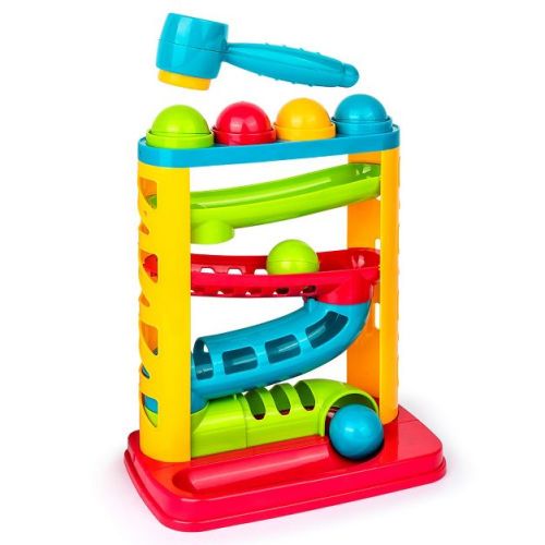 Playkidiz Pound A Ball Toys For Toddler, 4 Balls And Plastic Hammer
