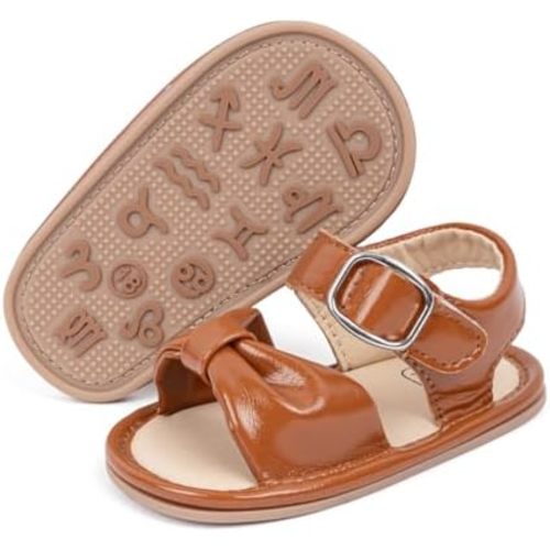 Babelvit Infant Baby Girl Boy Sandals Comfort Premium Summer Outdoor Casual Beach Shoes with Flower Bowknot Anti Slip Rubber Sole Newborn Toddler Prewalker First Walking Shoes