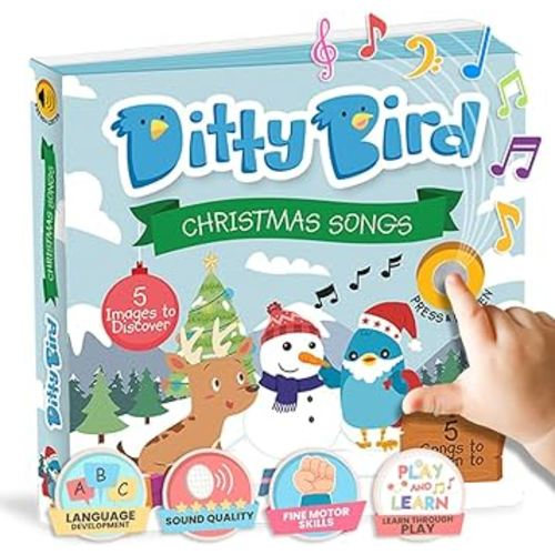 Ditty Bird Christmas Books for Toddlers | Musical Toddler Books | Kids Christmas Book for Gifting | Interactive & Sturdy Baby Books with Sound | Jingle Bells & Holiday Songs for Nursery, Children