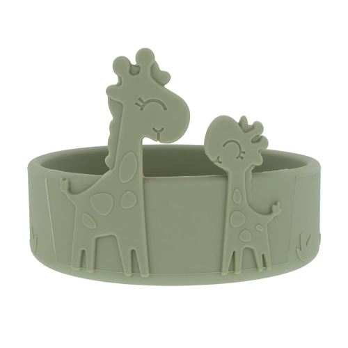 Nuby Animal Friend Silicone Round Plate - Toddler Plate - 6+ Months - Green Giraffe Plate